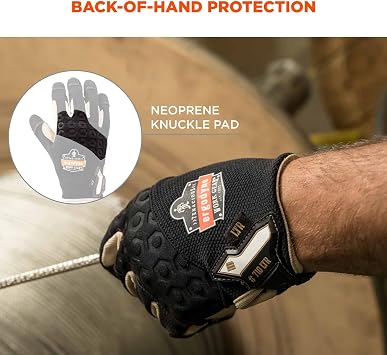 Ergodyne ProFlex 710LTR Heavy-Duty Leather Reinforced Work Gloves, Large, Black