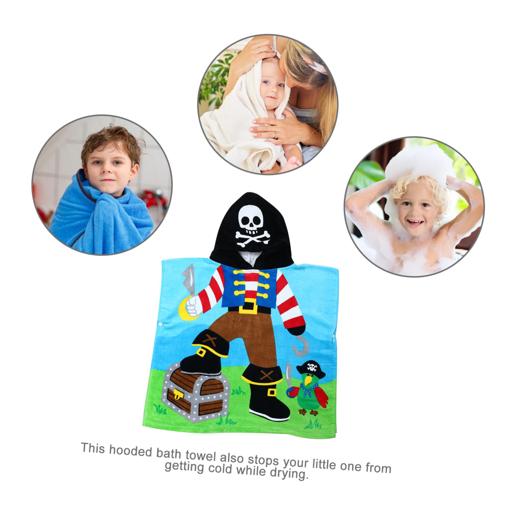 Vaguelly Kinderbadetuch aus Baumwolle mit Kapuze Saugfähige Badetücher für Junge Mädchen mit Sommeratmosphäre und Weichem Kreativem Seefahrer Kapitän Design