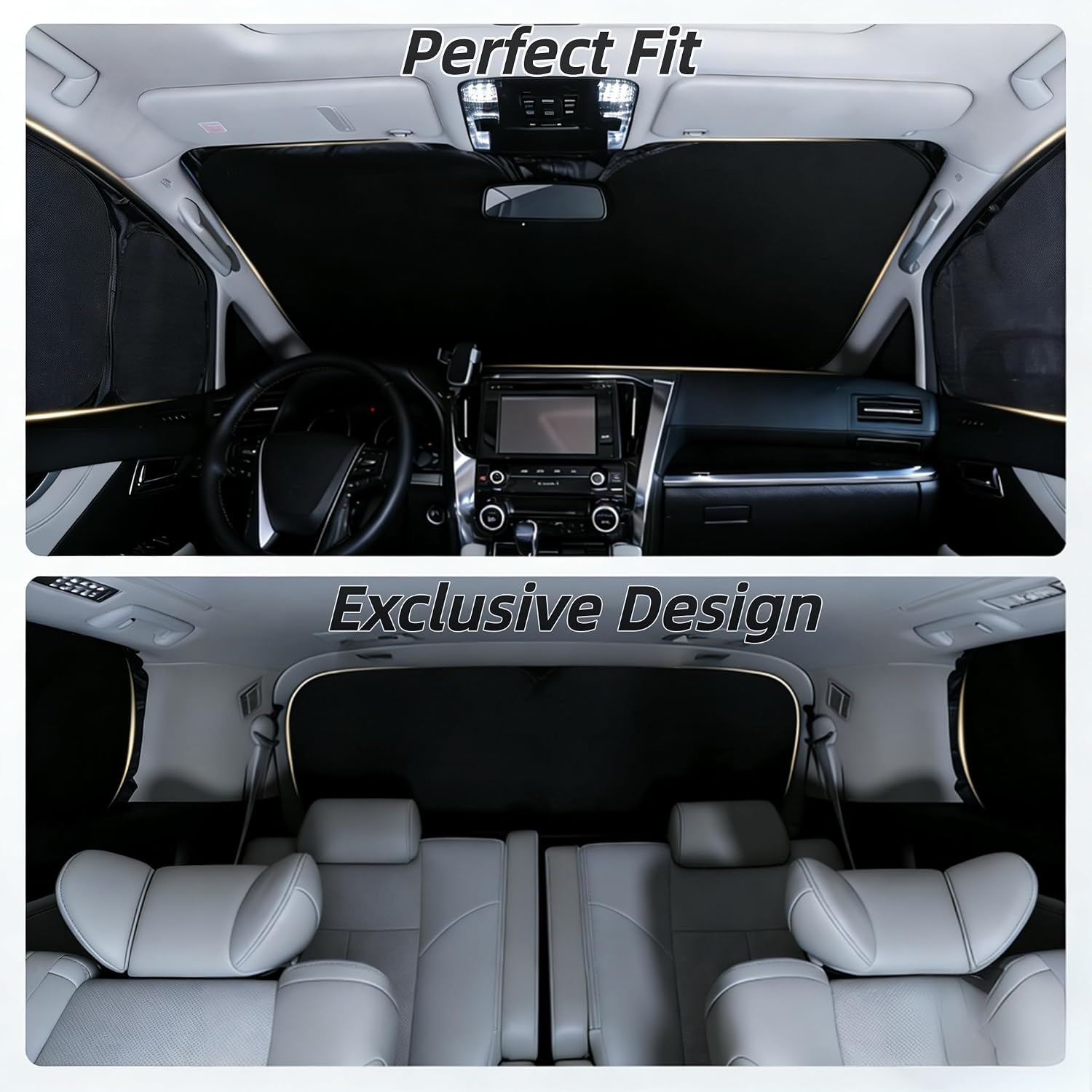 6Pcs Custom Fit Window Sun Shades for Corolla 2020-2025 | Front Windshield, Full Side & Rear Triangular Coverage | UV Protection, Blackout Privacy | Ideal for Camping, Napping in Car & Daily Use