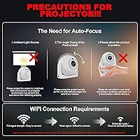 Vista 7 de Mini proyector inteligente con WiFi y Bluetooth, soporte 4K de enfoque automático giratorio de 180° y proyector portátil Keystone con aplicaciones