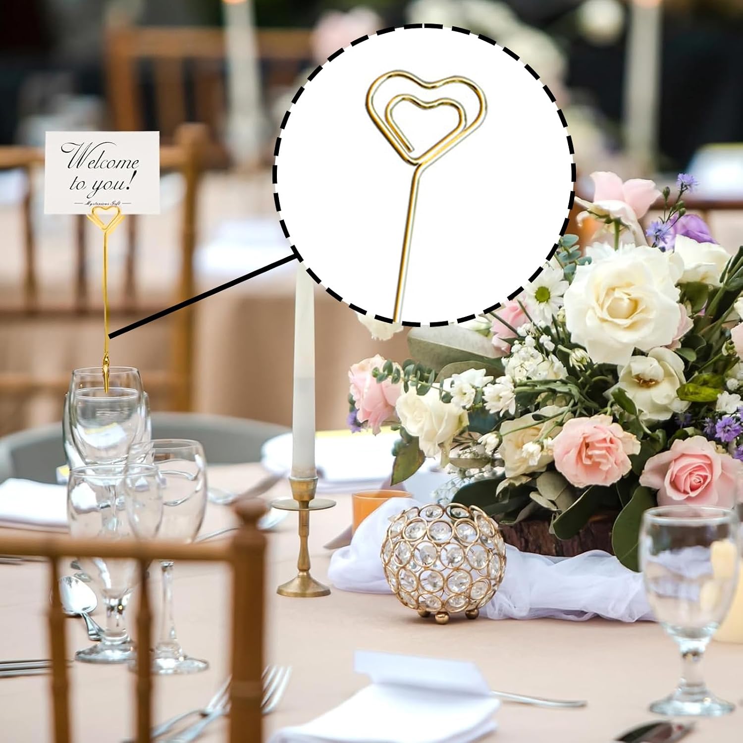 5pcs notepad, wedding supplies, table number holder, paper clip, photo frame, multifunctional table picture holder, metal matchstick extender, jewelry bracelet, necklace bracelet auxiliary tool