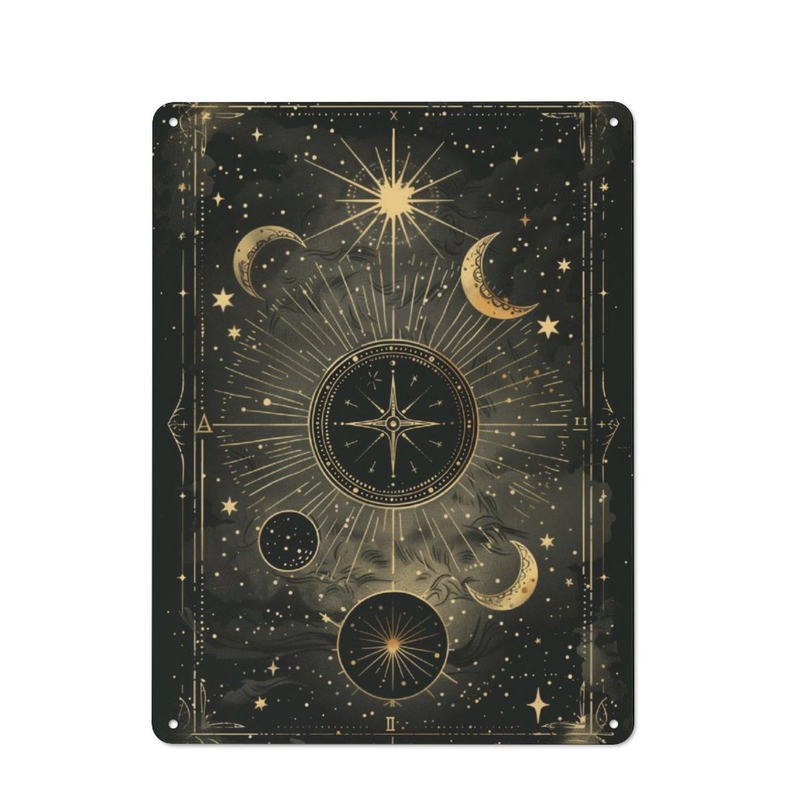Junmoney Lunar Compass Bistro Style Cafe Metal Sign 40X30cm Featuring Restaurant Wall Art For Takeaway, Bar, Kitchen Or Counter Area