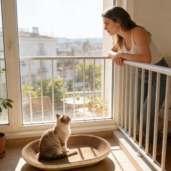 Cat Scratching Board Funny Corrugated Oval Furniture Protector