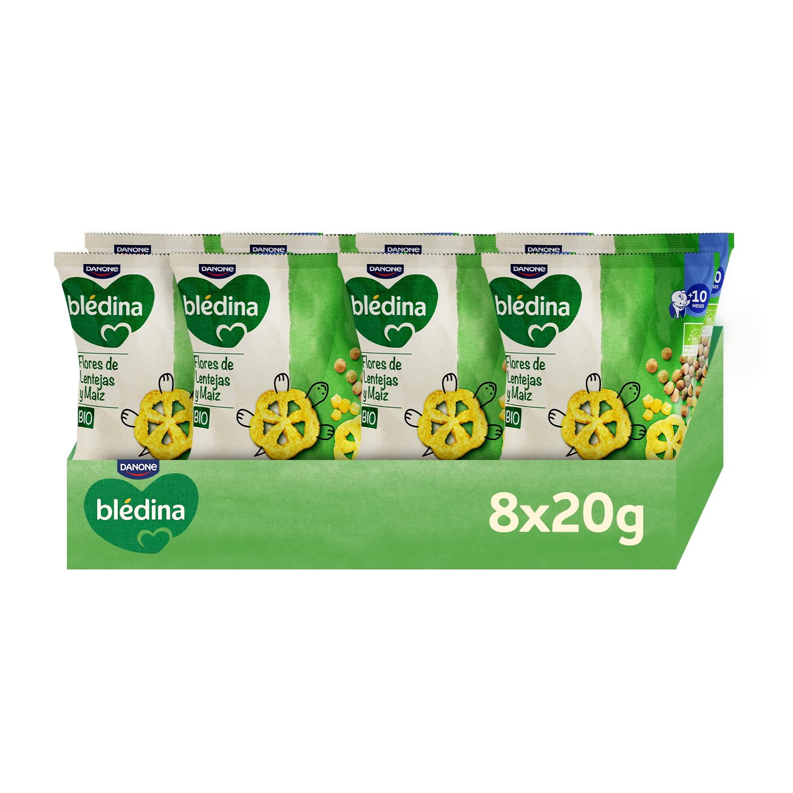 Blédina Snacks BIO Bolsas Lentejas y Maíz Sin Gluten Pack 8x20g