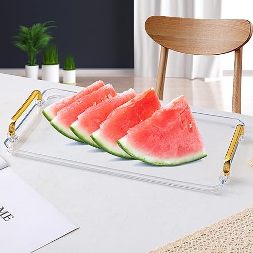 Miniatura 4 de Paquete de 2 bandejas pequeñas y grandes para servir con asas, bandeja transparente para joyas, bandeja de plástico para servir para fiestas,