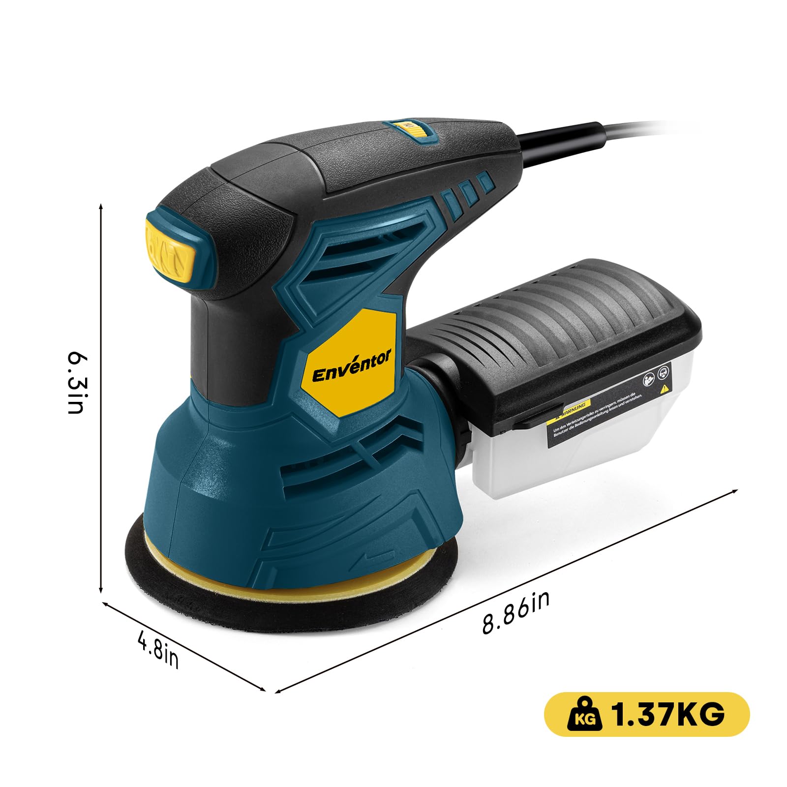 Enventor Orbital Sander - 6 Speeds & Dust Collection -8 Enventor Orbital Sander - 6 Speeds & Dust Collection -8