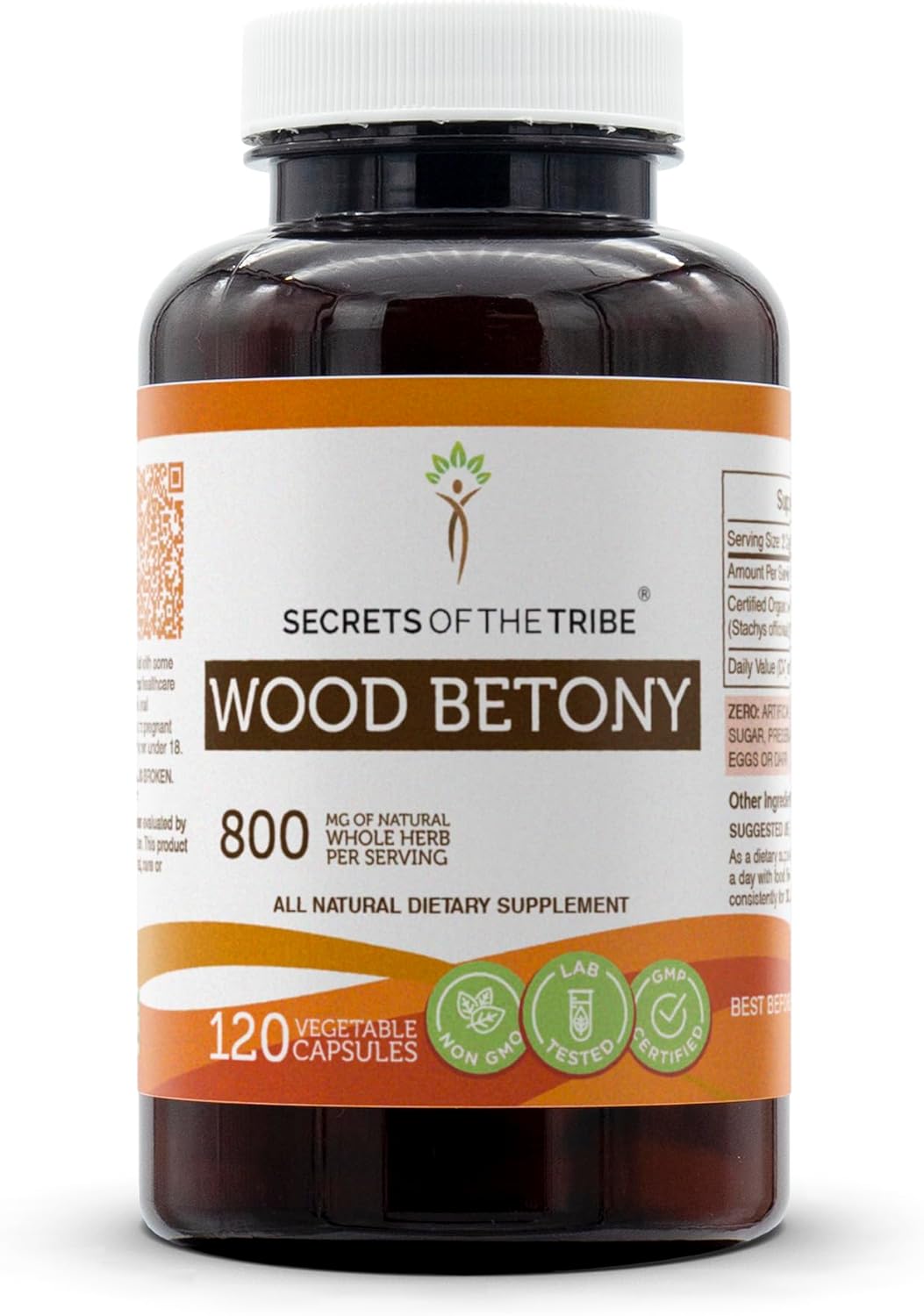 Secrets of the Tribe Wood Betony 60 Capsules, 800 mg, Wood Betony (Stachys officinalis) Dried Top (60 Capsules)