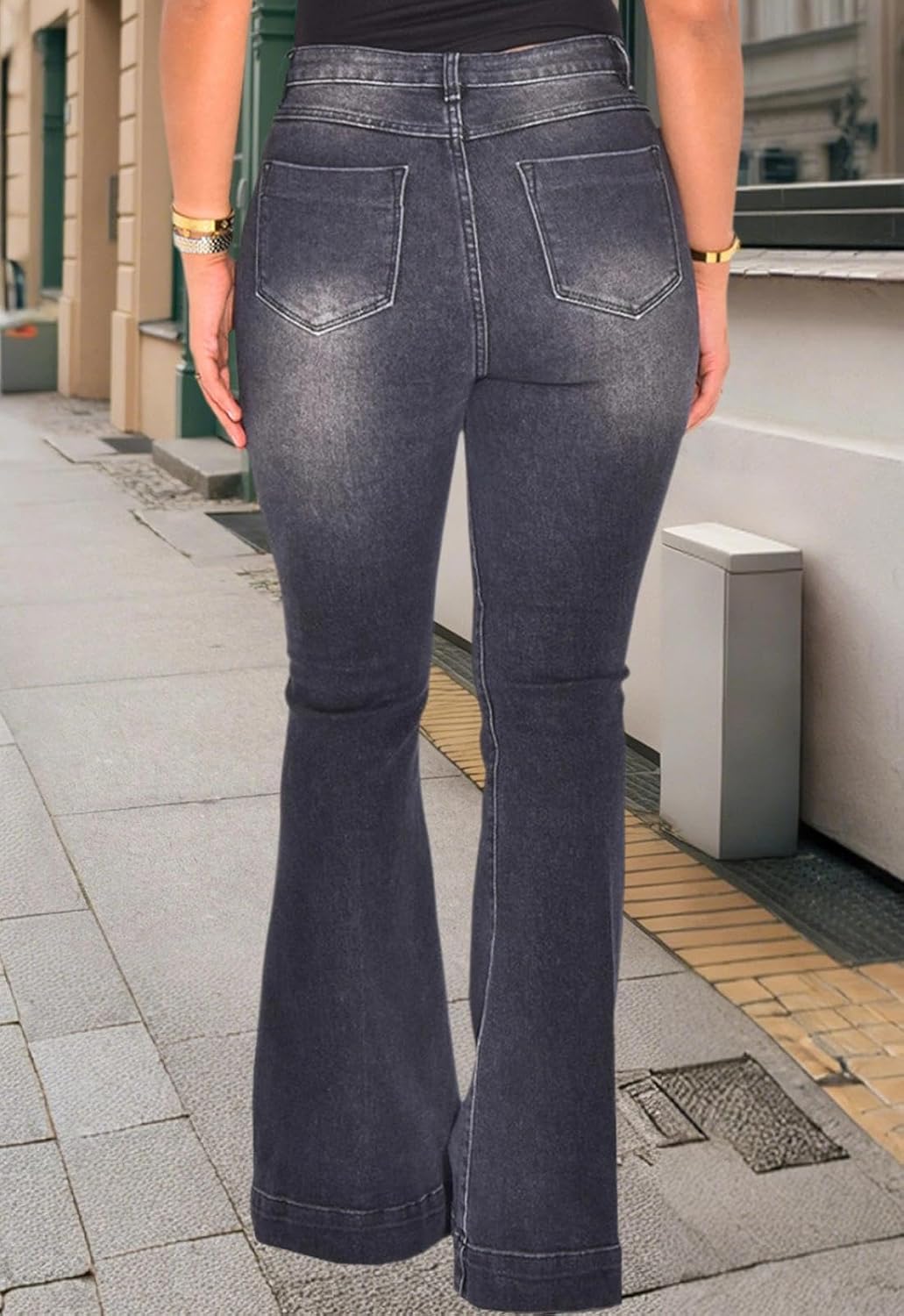Women's Flare High Waisted Bell Bottom Wide Leg Jeans Stretch Classic Denim Pants - Image 5