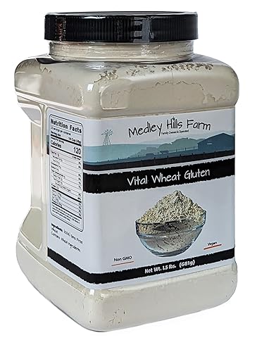 Miniatura 2 de Gluten de trigo vital de Medley Hills Farm 1.5 libras en contenedor reutilizable - Alto en proteínas - Vegano - Sin OGM - Apto para keto - Haga
