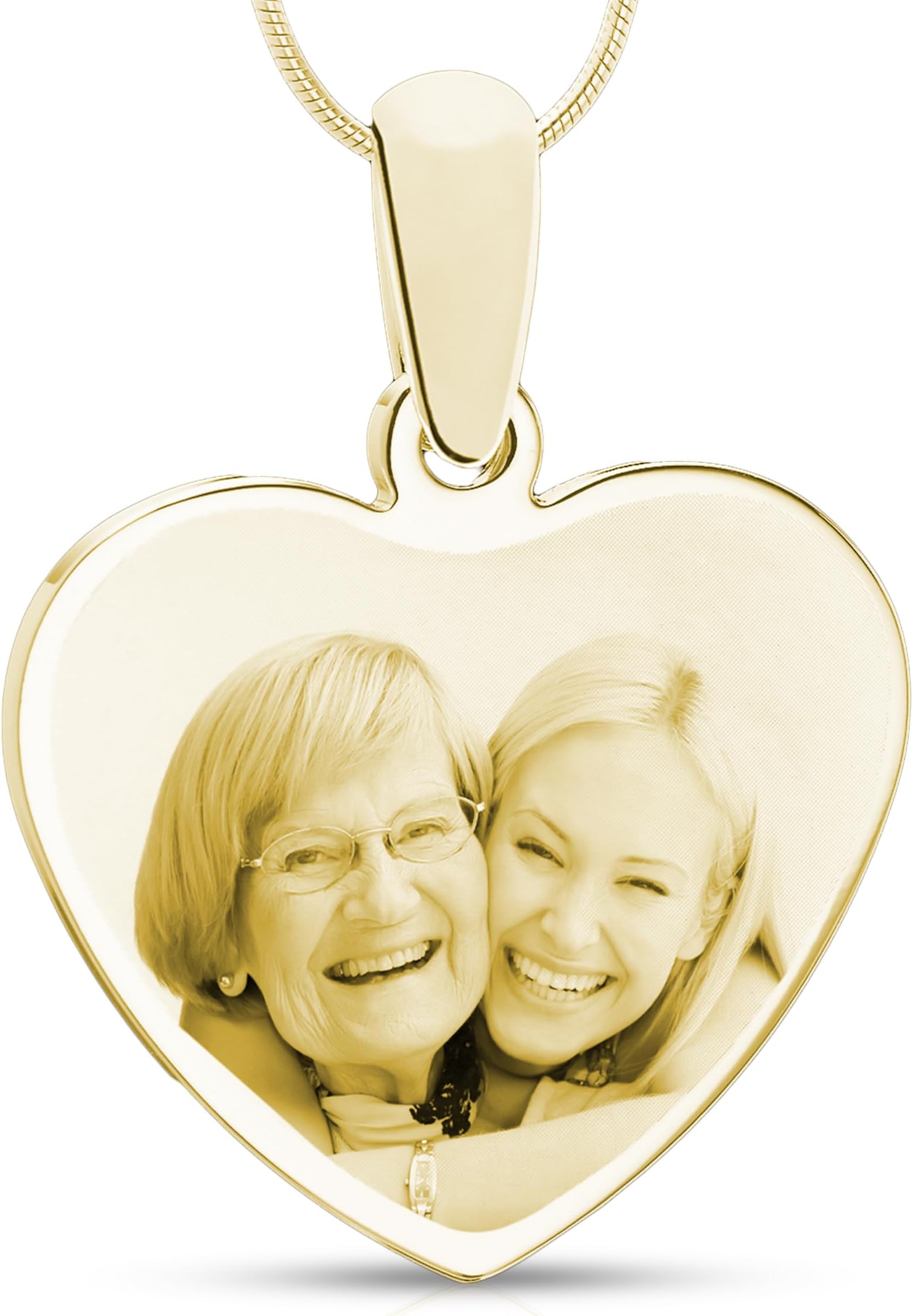 Personalized Picture Engraved Heart Pendant with 20" Chain