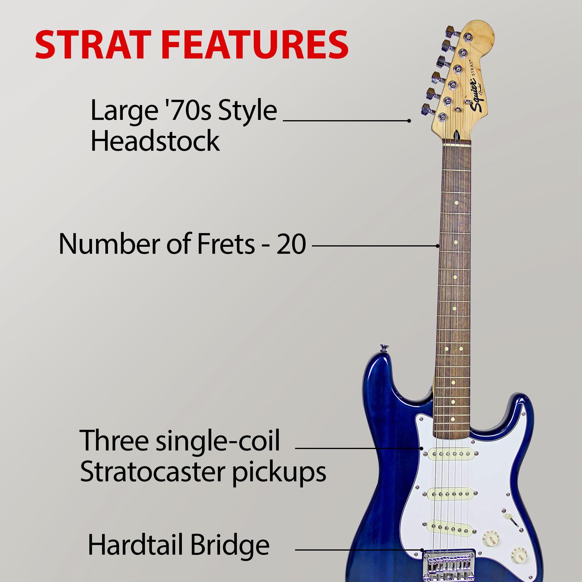 Fender Squier 24-Inch Short Scale Strat Pack - Transparent Blue