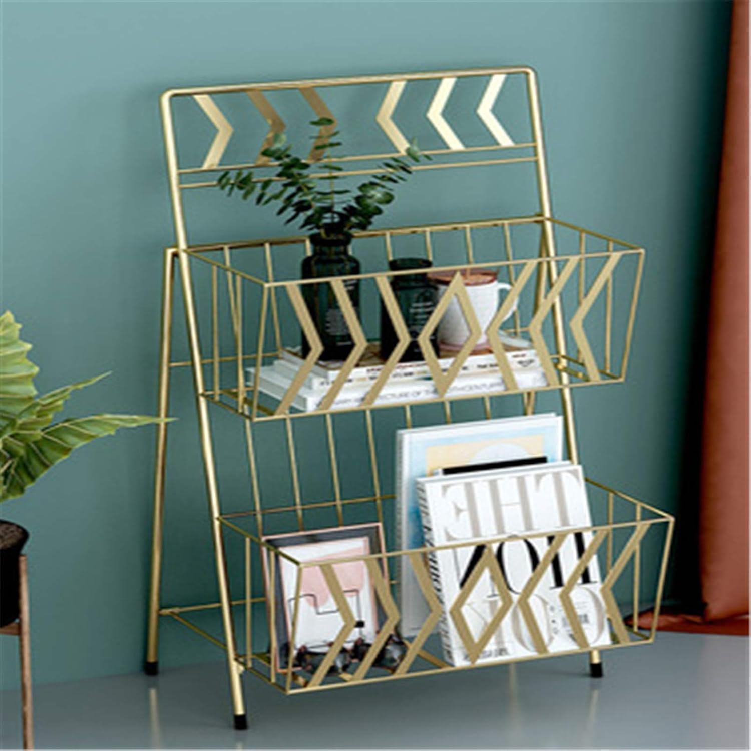 フロアマガジンラック クリエイティブゴールデン床から天井までのマガジンは、ライトラグジュアリー雑誌や新聞ラック床に立っマガジンラック