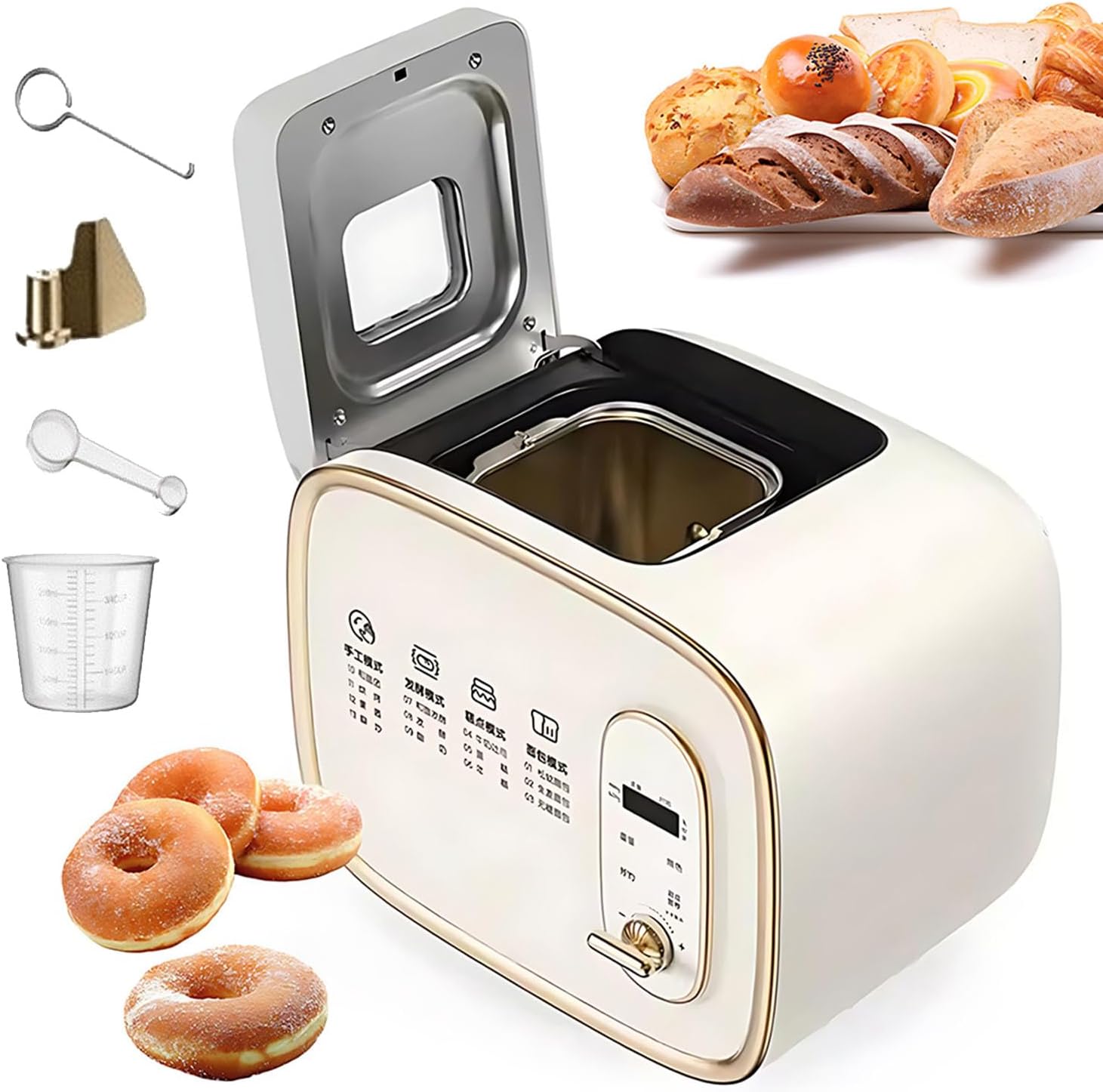 13-in-1 Bread Machine, 600g Fully Automatic Bread Maker, 13 Preset Menus, Kitchen Toast Baking Machine