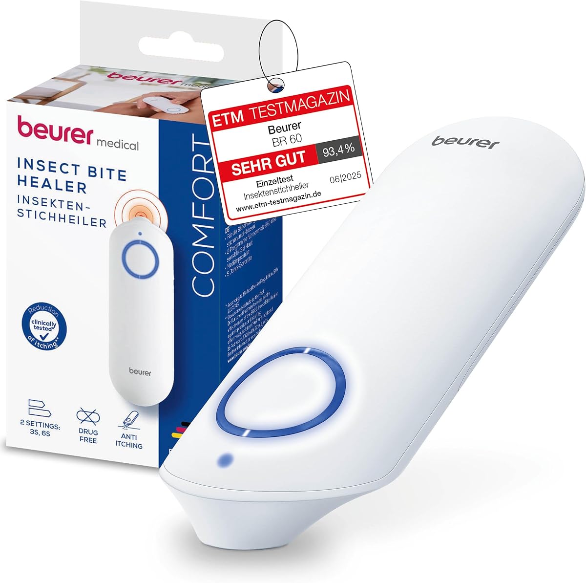 Beurer BR 60 Insektenstichheiler, Mückenstich Hitzestift zur Behandlung von Insektenstichen- und bissen, elektronischer Stichheiler ohne chemische Stoffe, lindert Juckreiz und Schwellungen