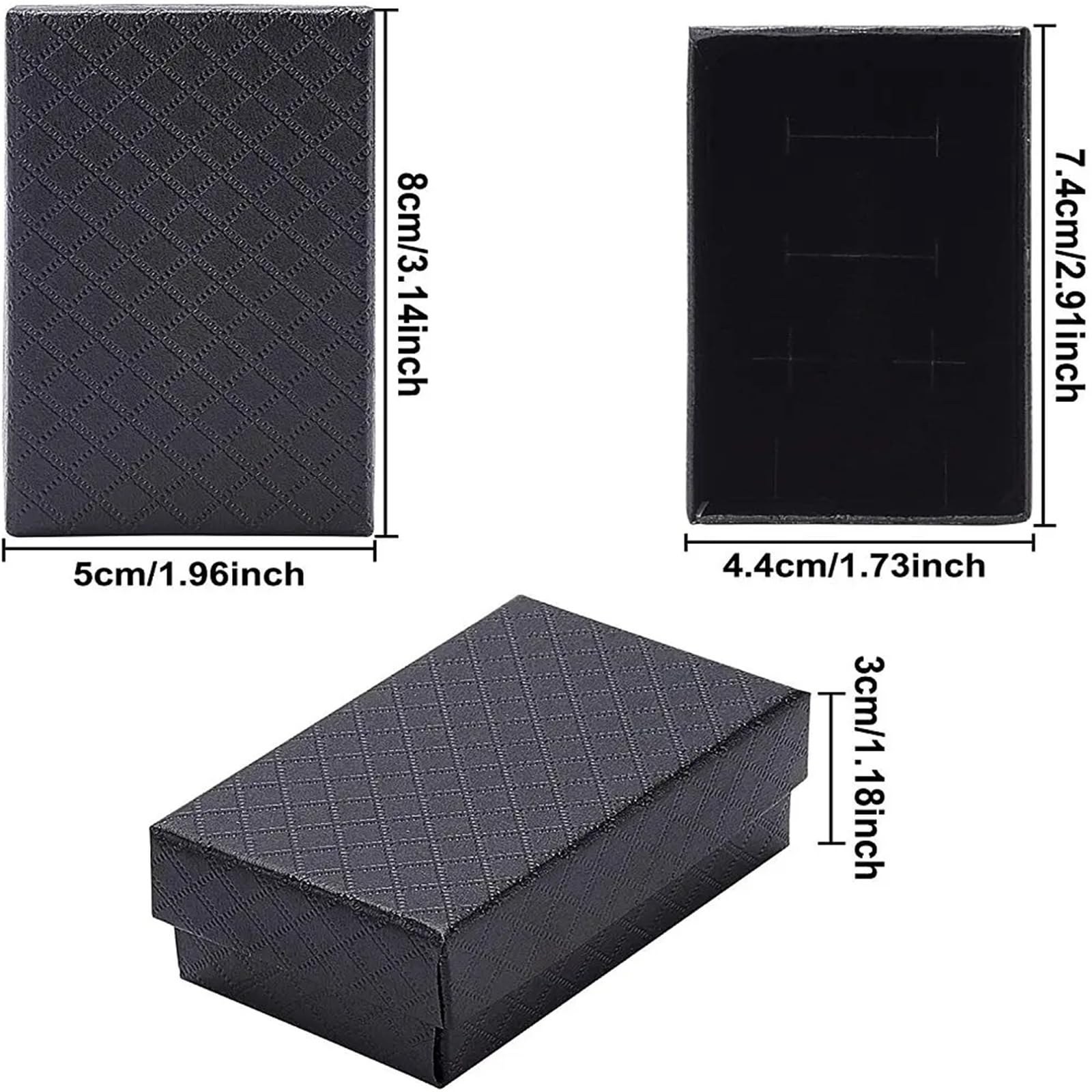 Kartonowe pudełka na biżuterię 24 szt. diamentowy wzór kartonowe pudełka na biżuterię 8 x 5 x 3 cm prostokątny pierścień kolczyk naszyjnik prezent z gąbką