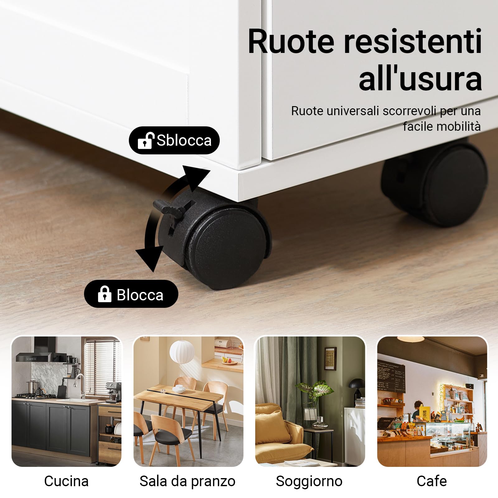 SoBuy Carrello Cucina Salvaspazio Stretto – Mobiletto da Nicchia 20 cm con Ruote, Carrellino Cucina Multifunzione e Mobiletto Salvaspazio Cucina per Cucina e Bagno Bianco & Naturale 20x51x79cmNSR11-WN