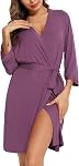 Samring Robe for Women Kimono Robes Soft Bamboo Sleepwear Short Knit Bathrobe Ladies Loungewear S-XXL