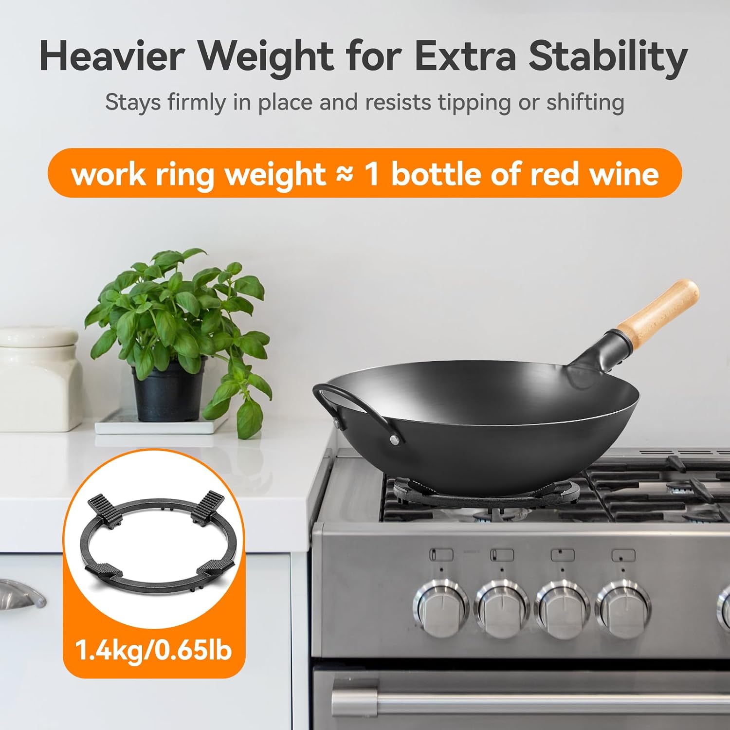 WANGYUANJI 8.3" Cast Iron Wok Ring for Gas Burner - Universal Stove Adapter for Round Bottom Woks, Heavy Duty Non-Slip Support Rack Fits 6.7" Cookware, Stable & Heat-Resistant Stove Grate Stand