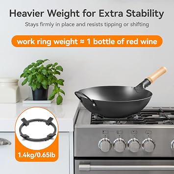 WANGYUANJI 8.3 Cast Iron Wok Ring for Gas Burner - Universal Stove Adapter for Round Bottom Woks, Heavy Duty Non-Slip Support Rack Fits 6.7 Cookware, Stable & Heat-Resistant Stove Grate Stand