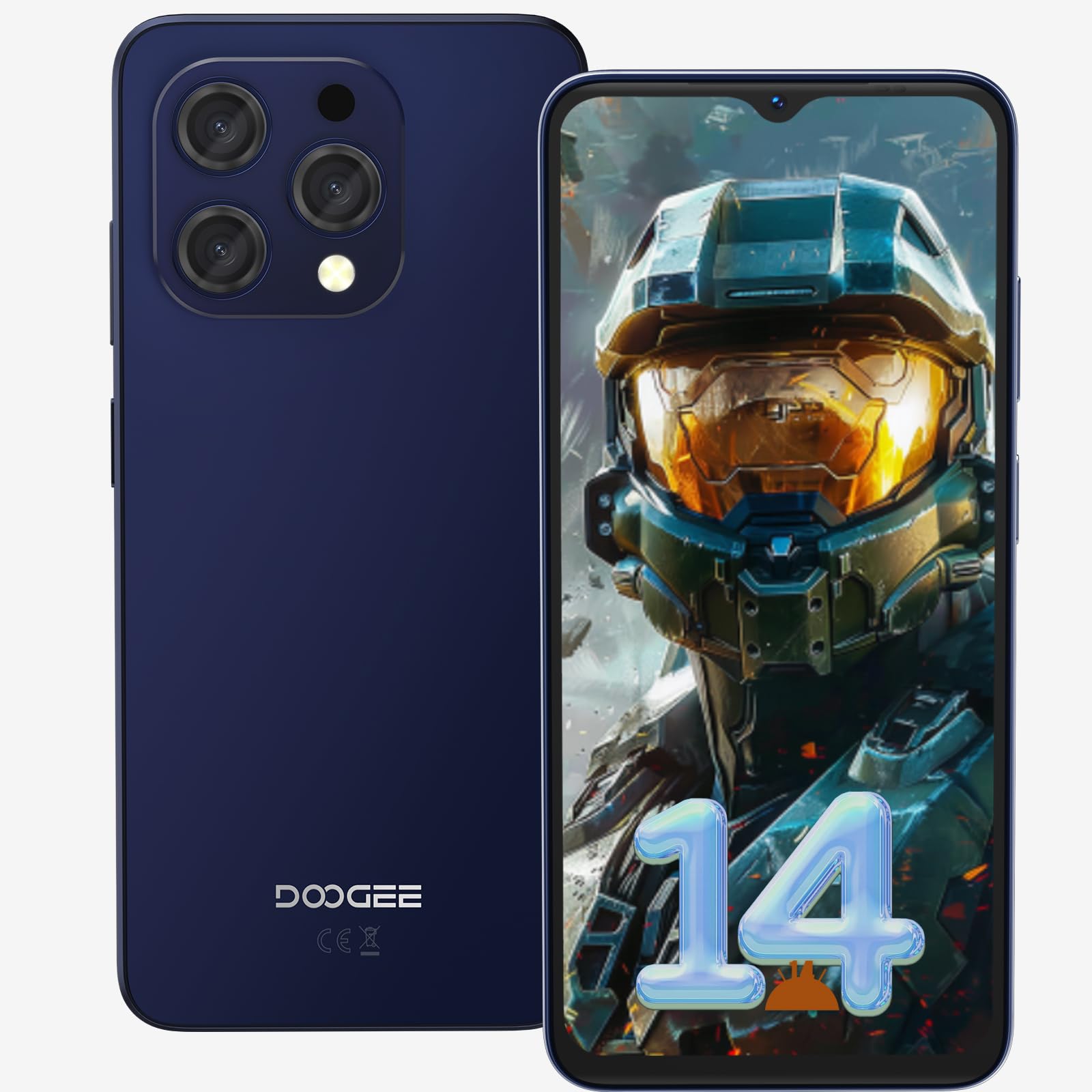 DOOGEE N55PRO Mobile Phones Android 14, 16GB RAM+256GB ROM/1TB, Octa-Core,6.56" HD+ 90Hz Smartphone,5150mAh,13MP+8MP,Widevine L1/ GPS/Face Unlock-Deep Blue