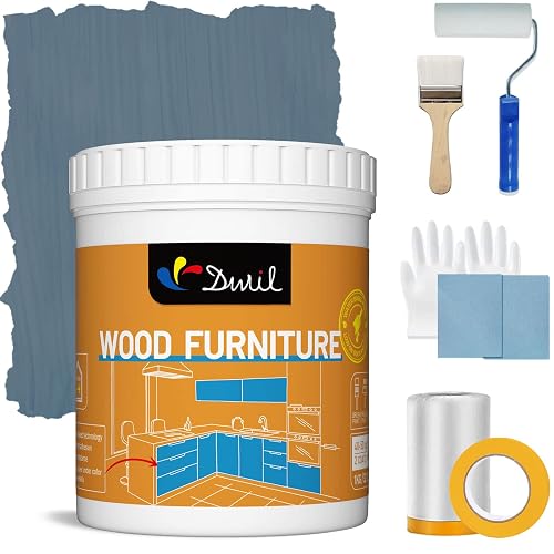 DWIL Acrylic Wood Paint for Furniture Semi-Gloss Grey Blue 32OZ