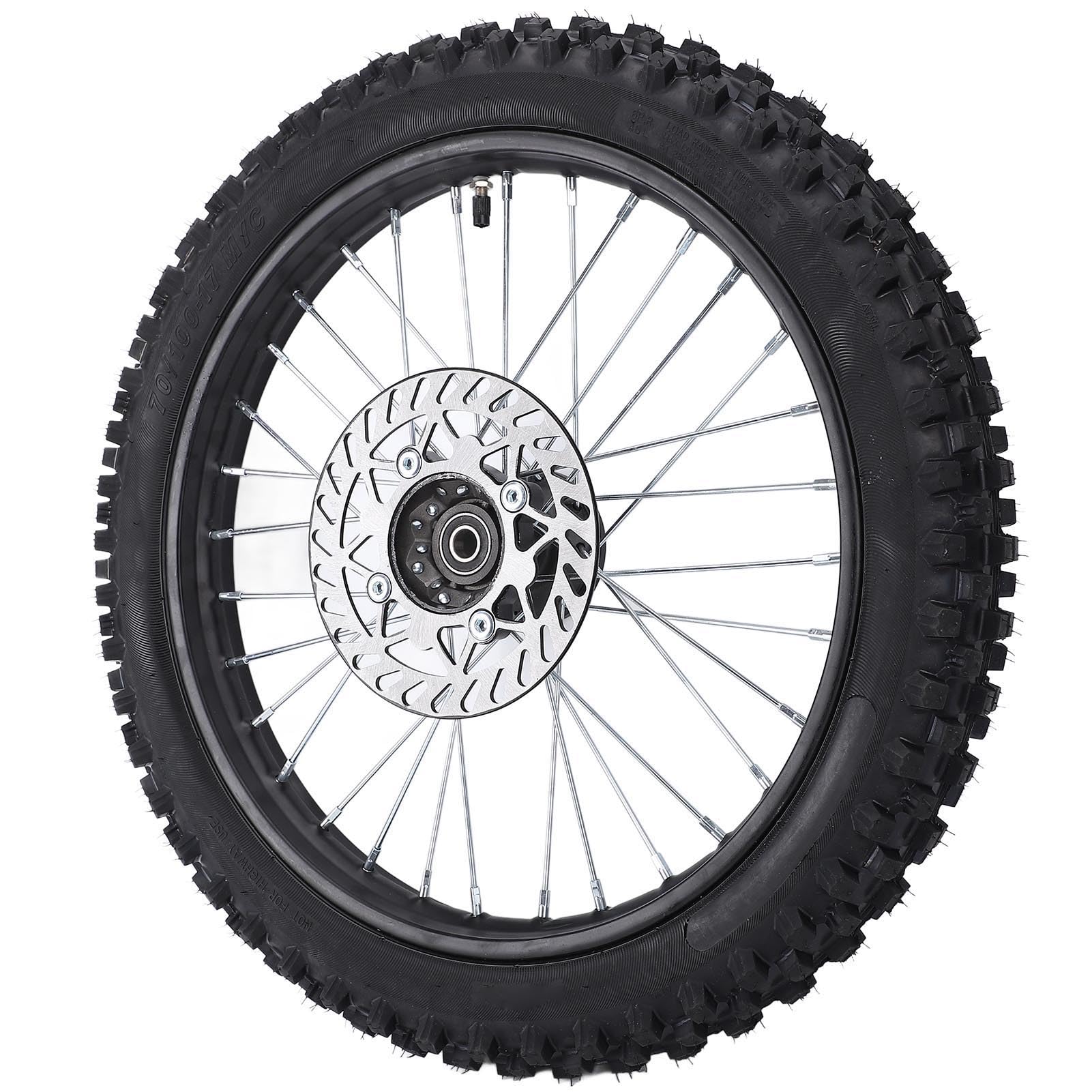 Focket 17-calowy zespół Opon Przedniego Koła, Zestaw Opon na Obręcz ze Stali Nierdzewnej 70 100 17 Rozmiar z osią 12 Mm Tarcza Hamulcowa 190 Mm do Modeli Rowerów Terenowych