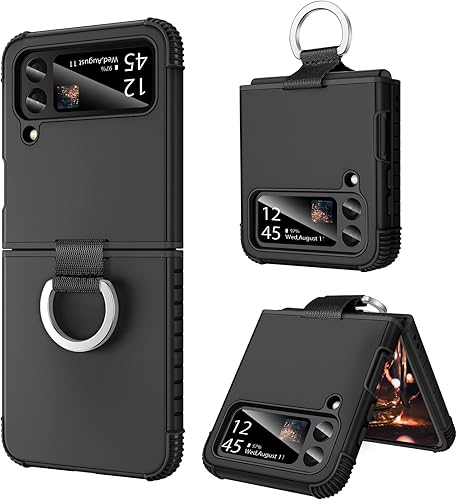BENTOBEN Funda para Samsung Galaxy Z Flip 4, Z Flip 4 5G, resistente 2 en 1, cuerpo completo, resistente, a prueba de golpes, con anillo, para
