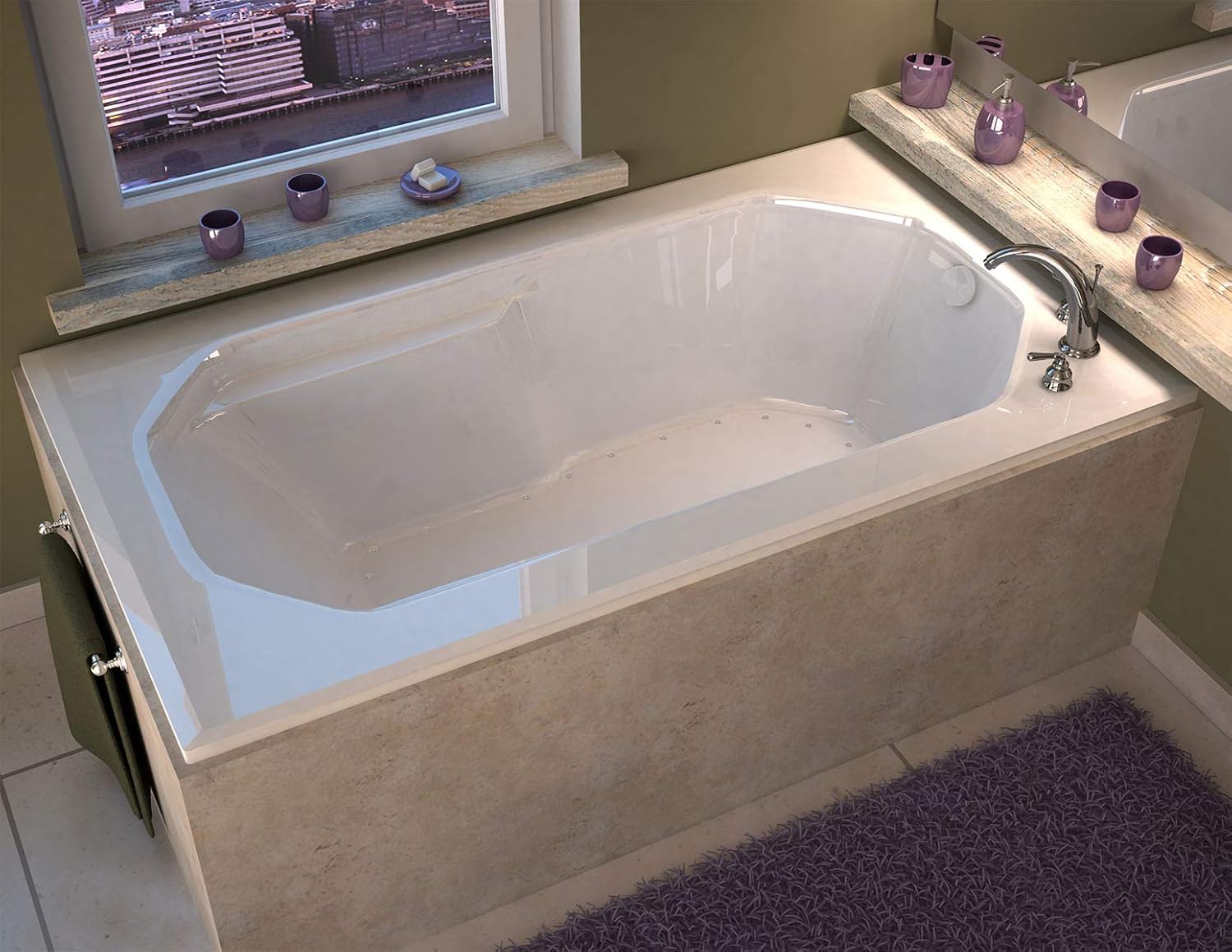 Avano 3660MAR Belize 60" Drop In Air Tub with 24 Air Jets, 3 Speed Air Jet Blower and Right Drain