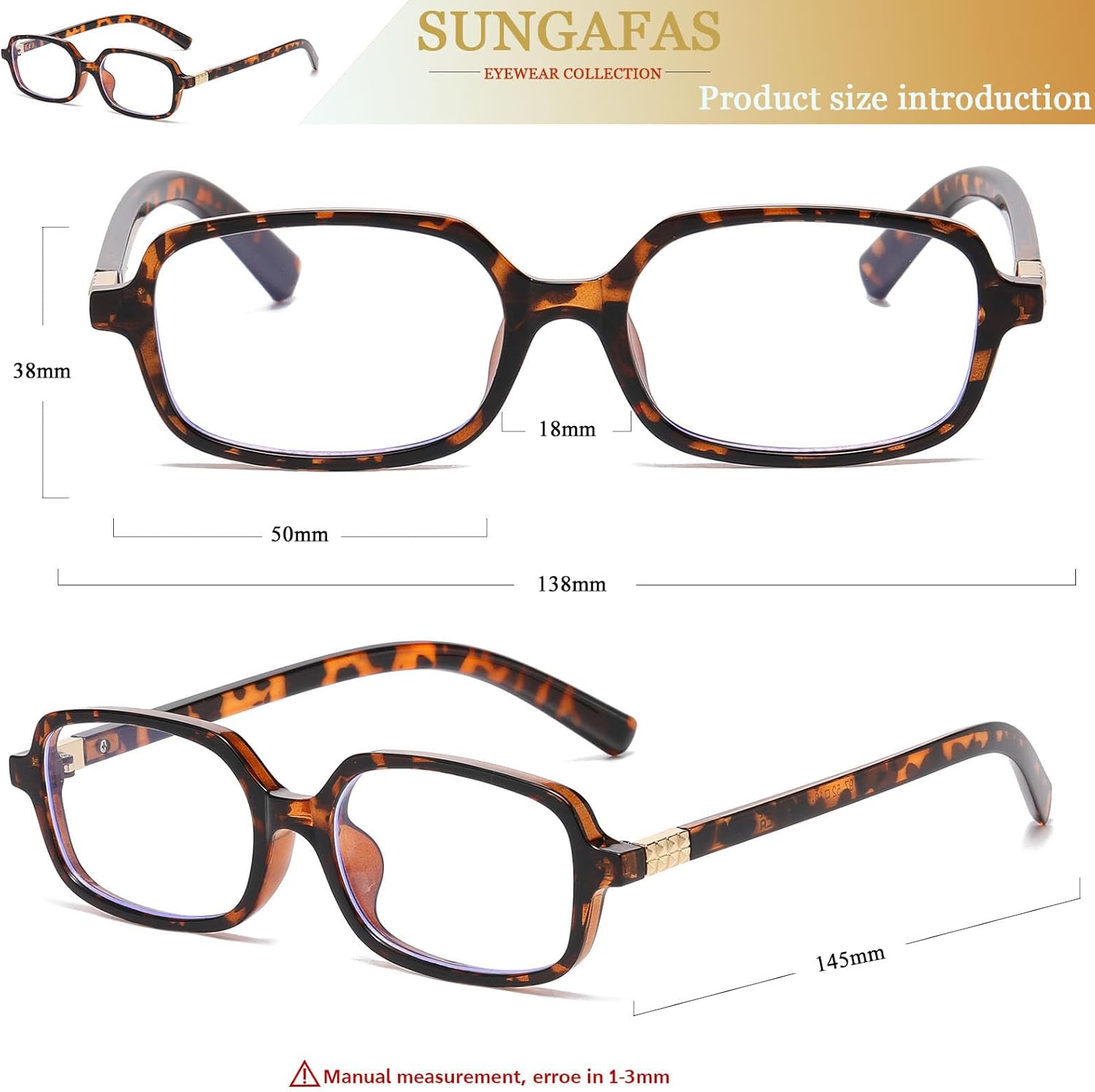 Retro Rectangular Glasses for Women Men Vintage Small Square Eyeglasses Cute Narrow Blue Light Blocking Glasses - Image 5