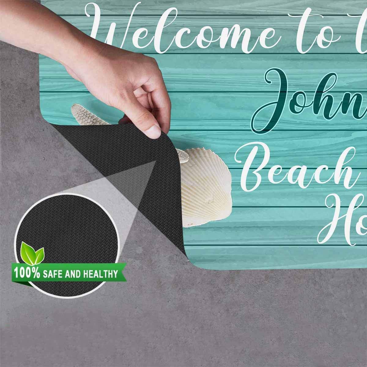 Artsadd Personalized Name on Doormat 24" X 16" Indoor Outdoor with Welcome to Our Beach House Door Mat Area Rug Decor Customized Welcome Mat