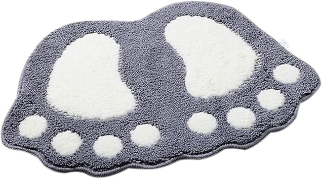 Cicilin Bath Mat Bathroom Shower Rugs Area Rugs Carpet Non Slip Cute Big Feet Absorbent Doormat Floor Mat Living Room Sofa Cushion Foot Pad Rug Grey 40 * 60cm