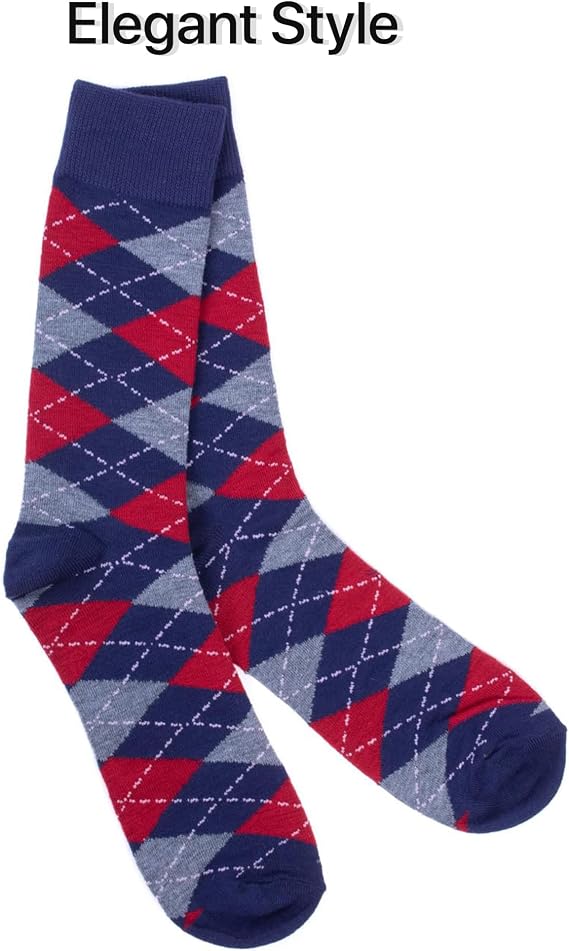 12 Pack Dress Socks for Men- Fancy Argyle and Classic Pattern Dress Socks