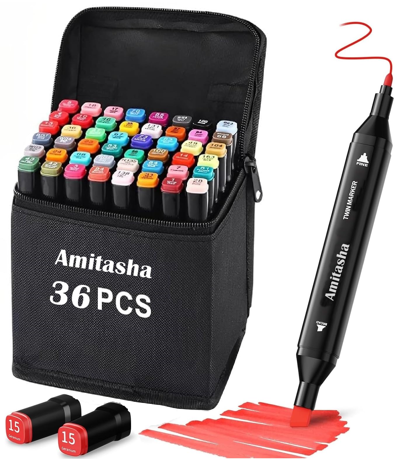 Amitasha 36 Colors Art Markers Dual Sided Chisel Tip Pen For Kids Adult for Wood, Canvas, Stone, Rock Painting, Glass, Ceramic Surfaces, DIY Crafts Making Creative Art Supplies