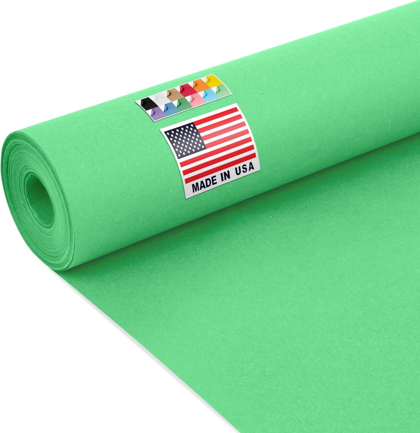 USA Made 24" x 1200" Green Kraft Paper Roll, 45 lbs Thickness, American Quality Colored Craft Paper Roll for Bulletin Board, School Projects - Non-Toxic, Odorless, Safe for Kids