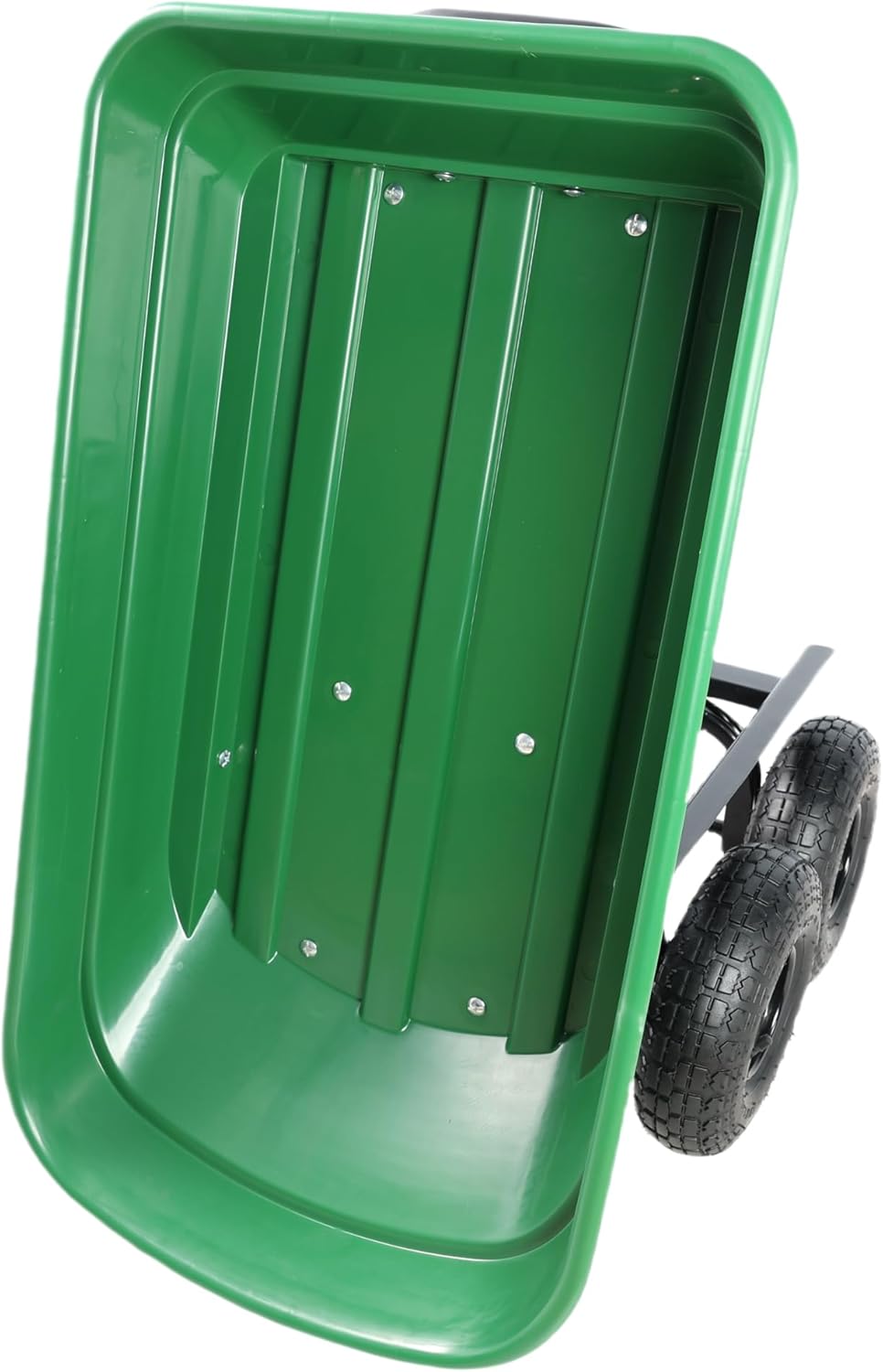 500lbs Poly Garden Cart Dump Wagon, Heavy Duty 4 Wheel Wheelbarrow Yard Cart Dump Wagon with 10in All Terrain Wheels (Green)