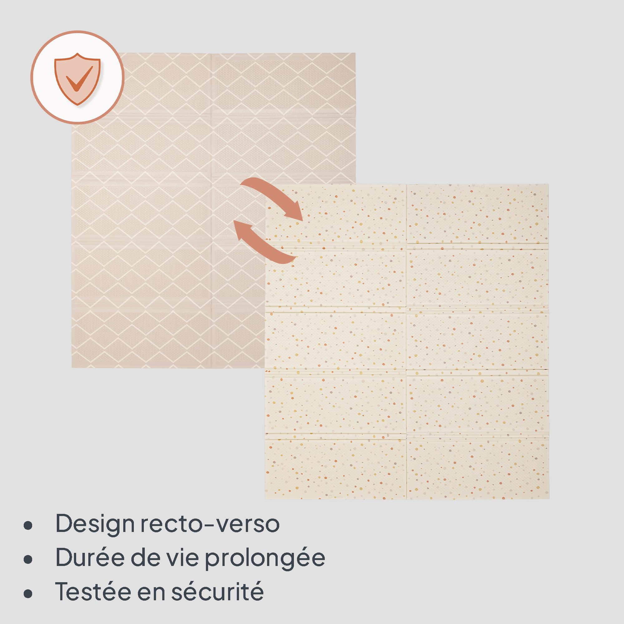 Lionelo Zora Tapis d'éveil pliable en XPE pour bébé 180 × 201 × 1,5 cm, extra épais, sans substances nocives, antidérapant, design des deux côtés, avec sac de transport