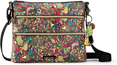 Sakroots Artist Circle Crossbody Bag in Coated Canvas, Multifunctional Purse with Adjustable Strap & Zipper Pockets