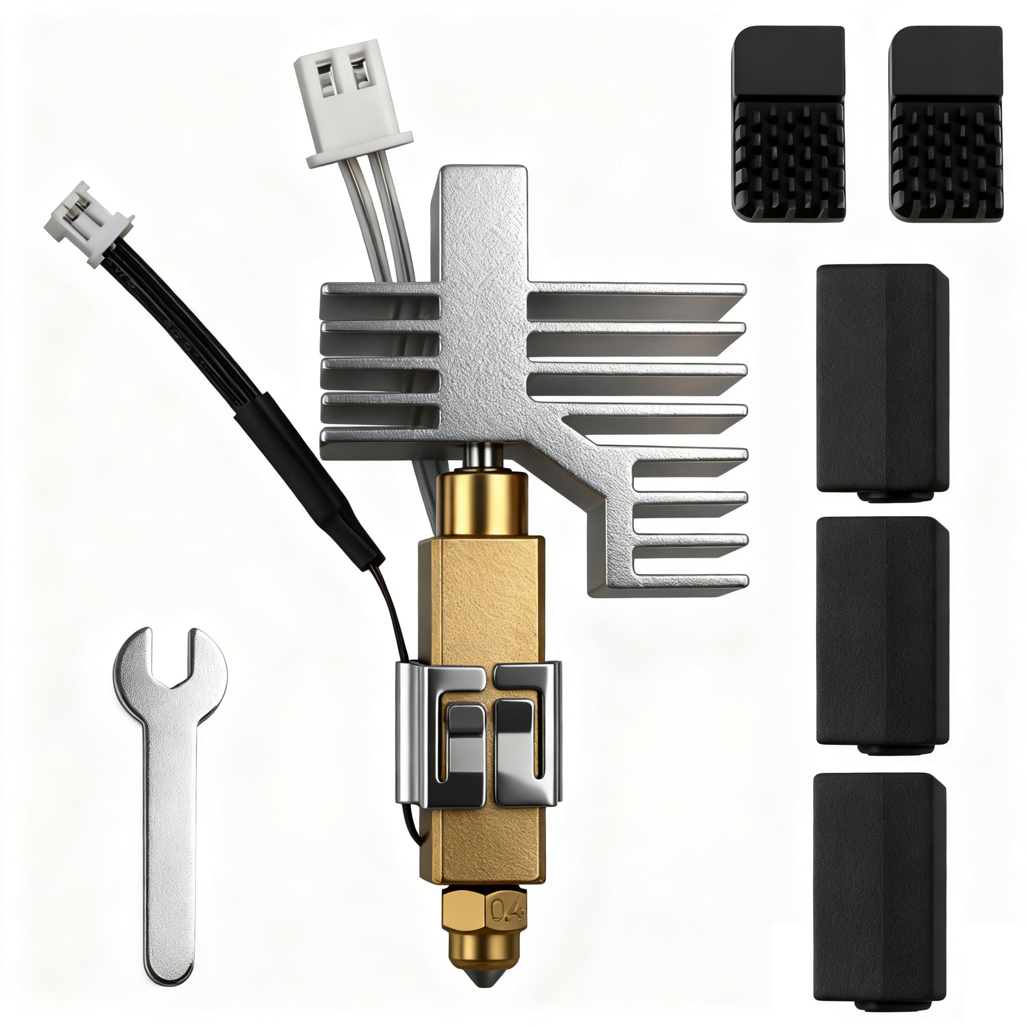 1PK 0,4 mm ceramiczny Hotend do Centauri Carbon Print Head Extruder Kit Hot End Radiator z dodatkową 2PK silikonową osłoną i 2PK szczotkami do dysz (1)