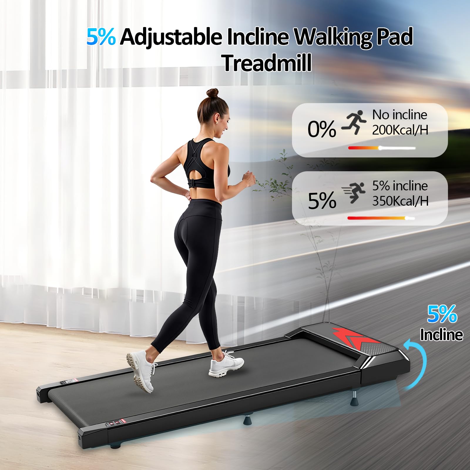 Romon Tapis Roulant Elettrico, Treadmill Salvaspazio, Tapirulan da Casa Mini Walking Pad Portatile per Camminata e Corsa con 3 Modalità di Velocità, Telecomando e Display LED, Capacità 120kg