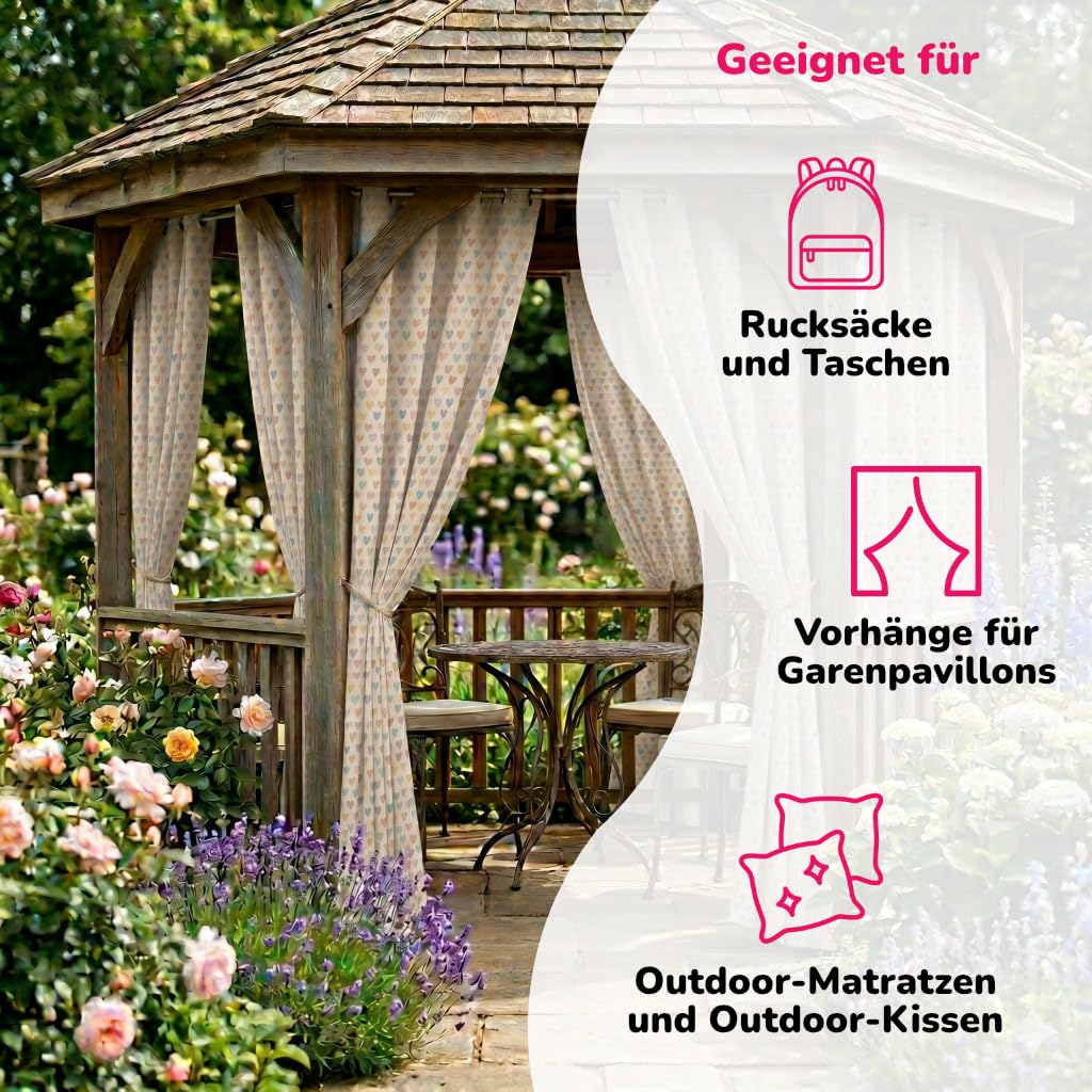 Takoy Wasserabweisender Stoff Meterware, Rosa Aquarellblumen Lulu, 5 m