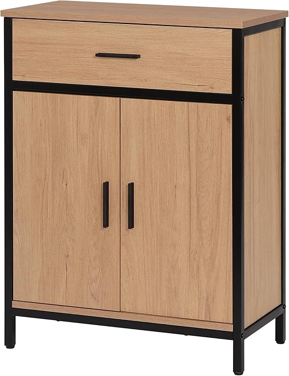 EUGAD Meuble sur Pied de Salle de Bain, Armoire de Rangement avec 1 Tiroir et 2 Portes, Placard