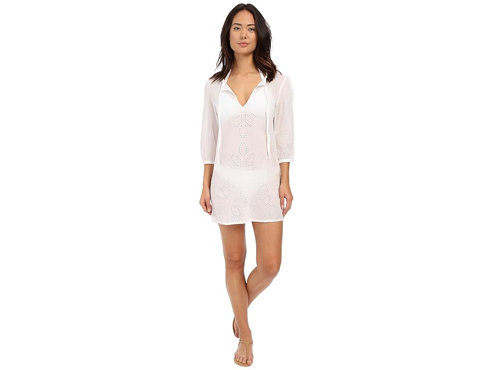 

Echo Design Ocean Eyelet Tunic (White) Women's Short Sleeve Pullover