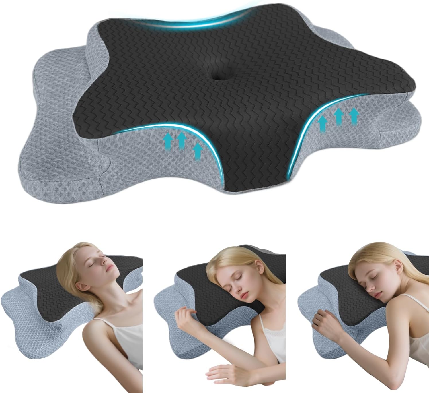Cervical Pillow for Neck Pain Relief, Memory Foam Pillows, Ergonomic Contour Bed Pillow, Soft for Side Sleep Stomach Sleeping and Back Sleepers