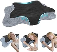 Vista 13 de Almohada cervical para el cuello para aliviar el dolor de dormir, almohadas de espuma viscoelástica de contorno, almohadas ergonómicas para dormir