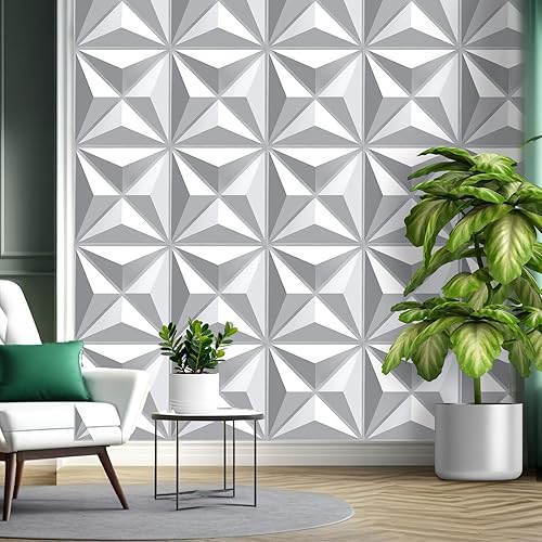 Miniatura 6 de 24 paneles de pared 3D de 19.7 x 19.7 pulgadas, paneles de pared de PVC con textura 3D, decoración de pared interior moderna para sala de estar,
