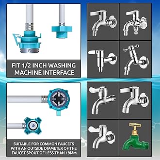 Eightiz 3 Meter Flexible PVC Washing Machine Inlet Hose water pipe, Universal Water Inlet with Tap adaptor Connector for Top & Front Load Fully Automatic
