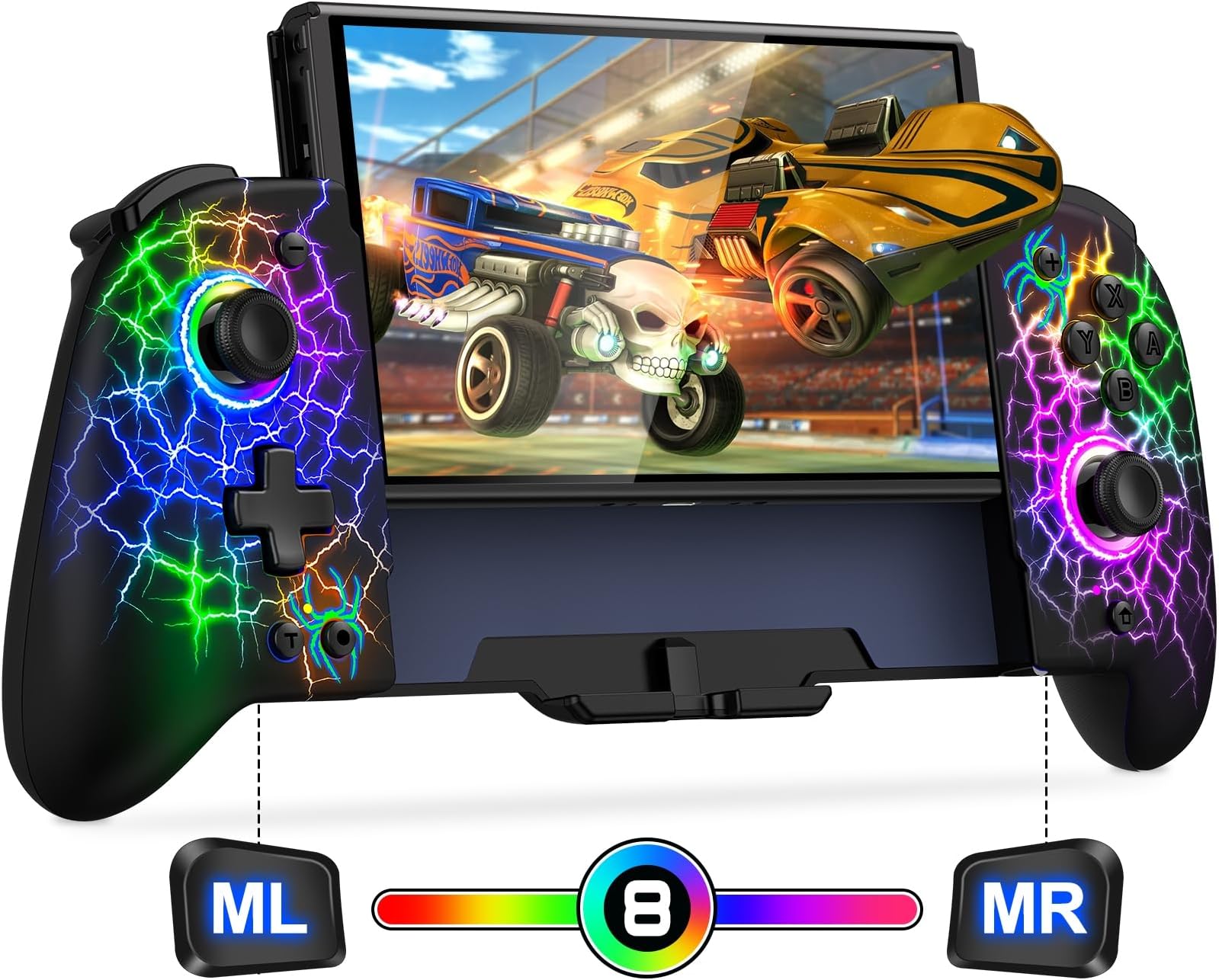 Wireless Switch Pro Controller for Switch/OLED-One Piece Hall Effect Joystick Switch Joycon Ergonomic Handheld Switch Grip Gaming Controller with Turbo/Vibration/Programmable/LED