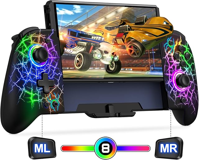 HASACOOL Wireless Switch Pro Controller for Nintendo Switch/OLED - One Piece Switch Controller Joycon Ergonomic Handheld Switch Grip Gaming Controller Adjustable Turbo/Vibration/Programmable/LED