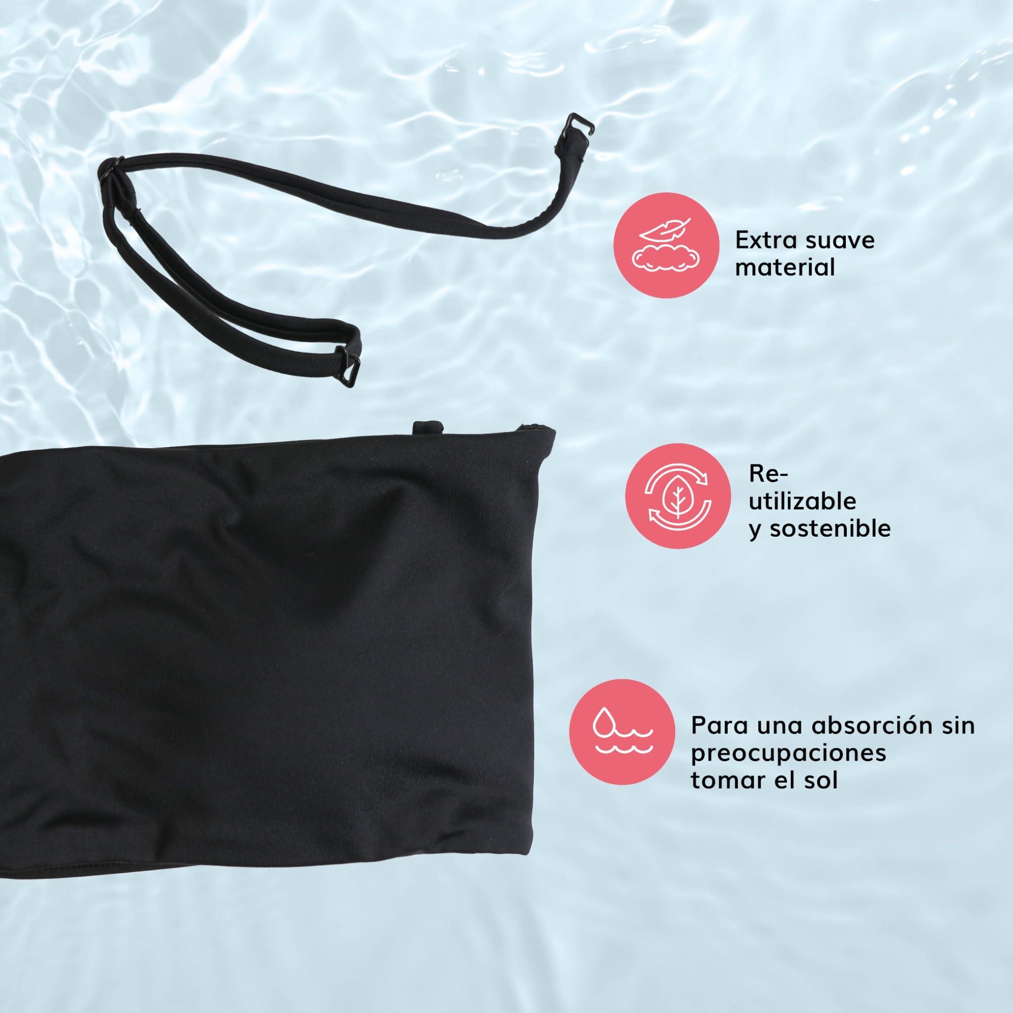 MYLILY Bikini Top Bandeau | Bandeau Traje de baño Mujer| Tirantes Removibles y sin Tirantes | Bikini Top Banda Negro