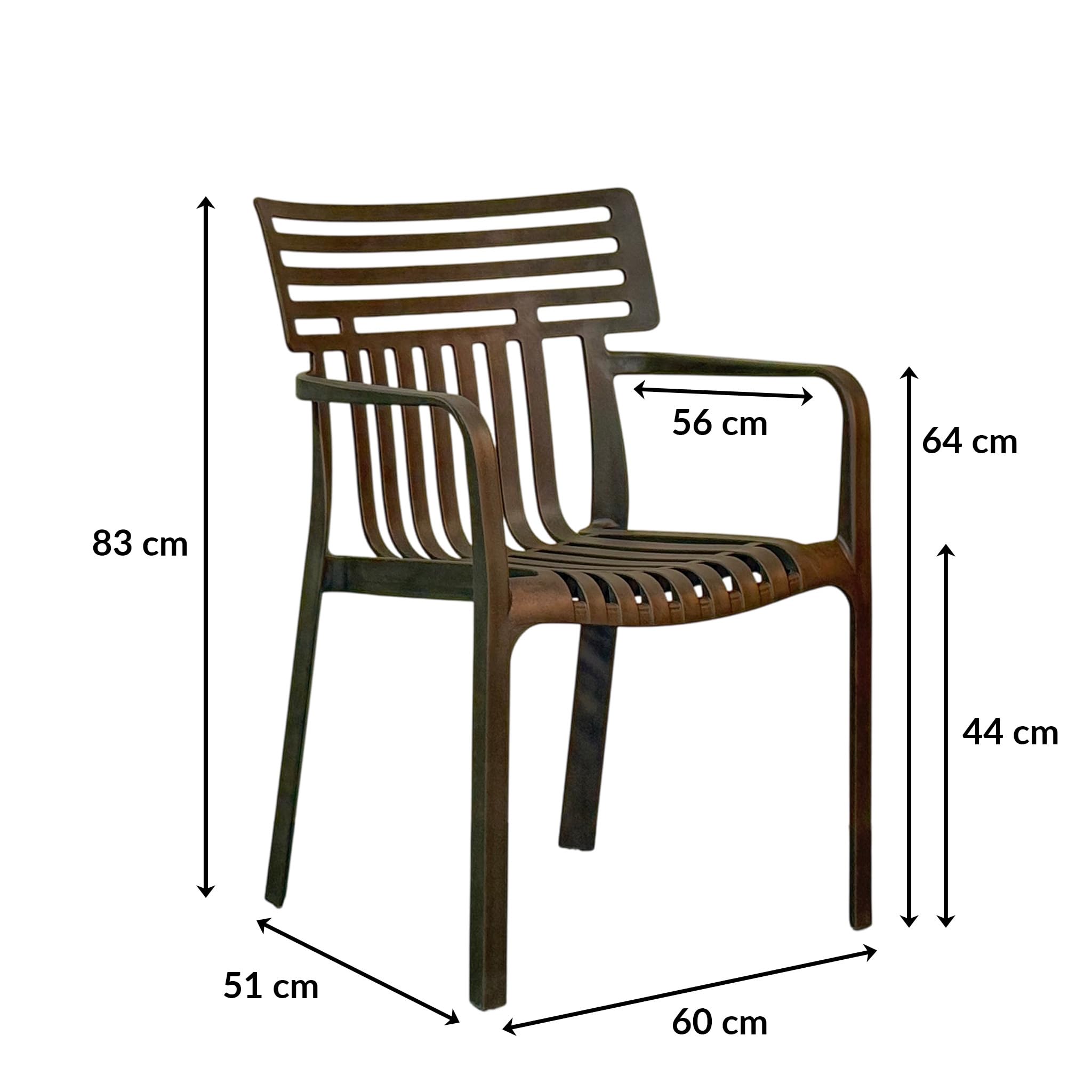 KARAT Chaise de Jardin Terrano avec Accoudoirs – Chaise Design Empilable, Résistante aux Intempéries & aux UV, Charge Max. 200 kg (1, Schwarz)